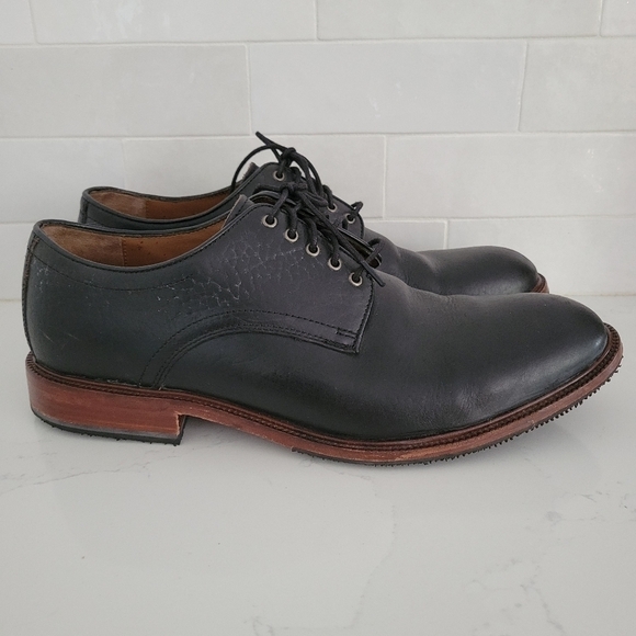 EUC Trask Landry Bison Leather Plain Toe Derby Dress Shoe Black Size 11.5 Mens - Picture 1 of 8